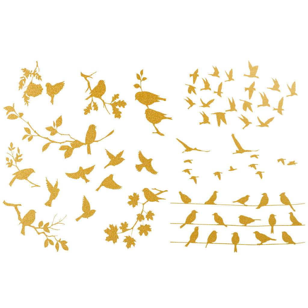 Gold Overglaze Decal - Birds silhouette