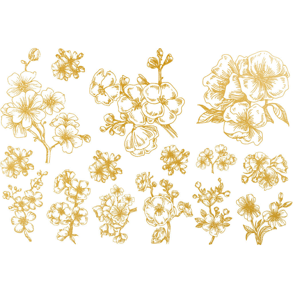 Gold Overglaze Decal - Cherry Flower