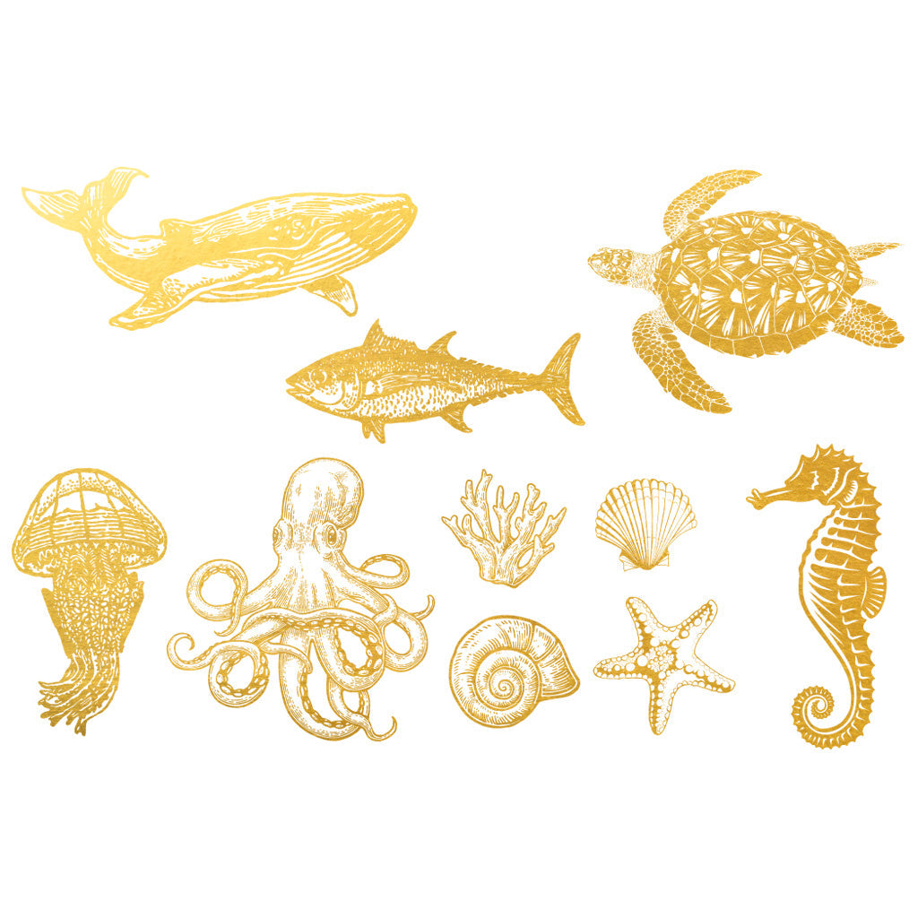 Gold Overglaze Decal - Ocean Creature