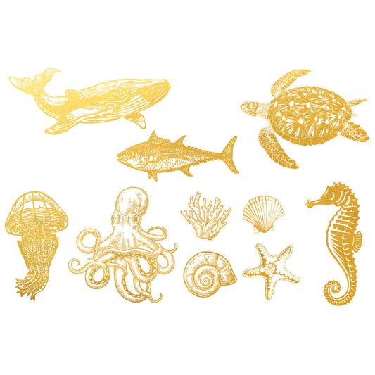 Gold Overglaze Decal - Ocean Creature