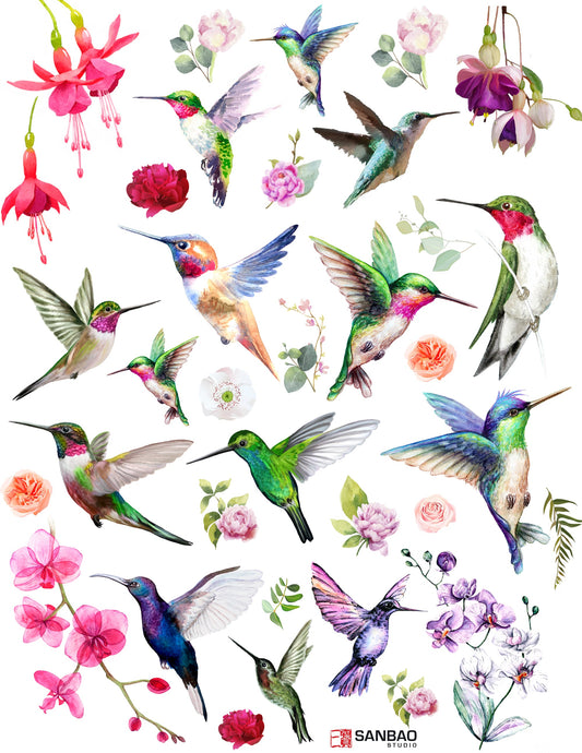 Overglaze decal - Hummingbird