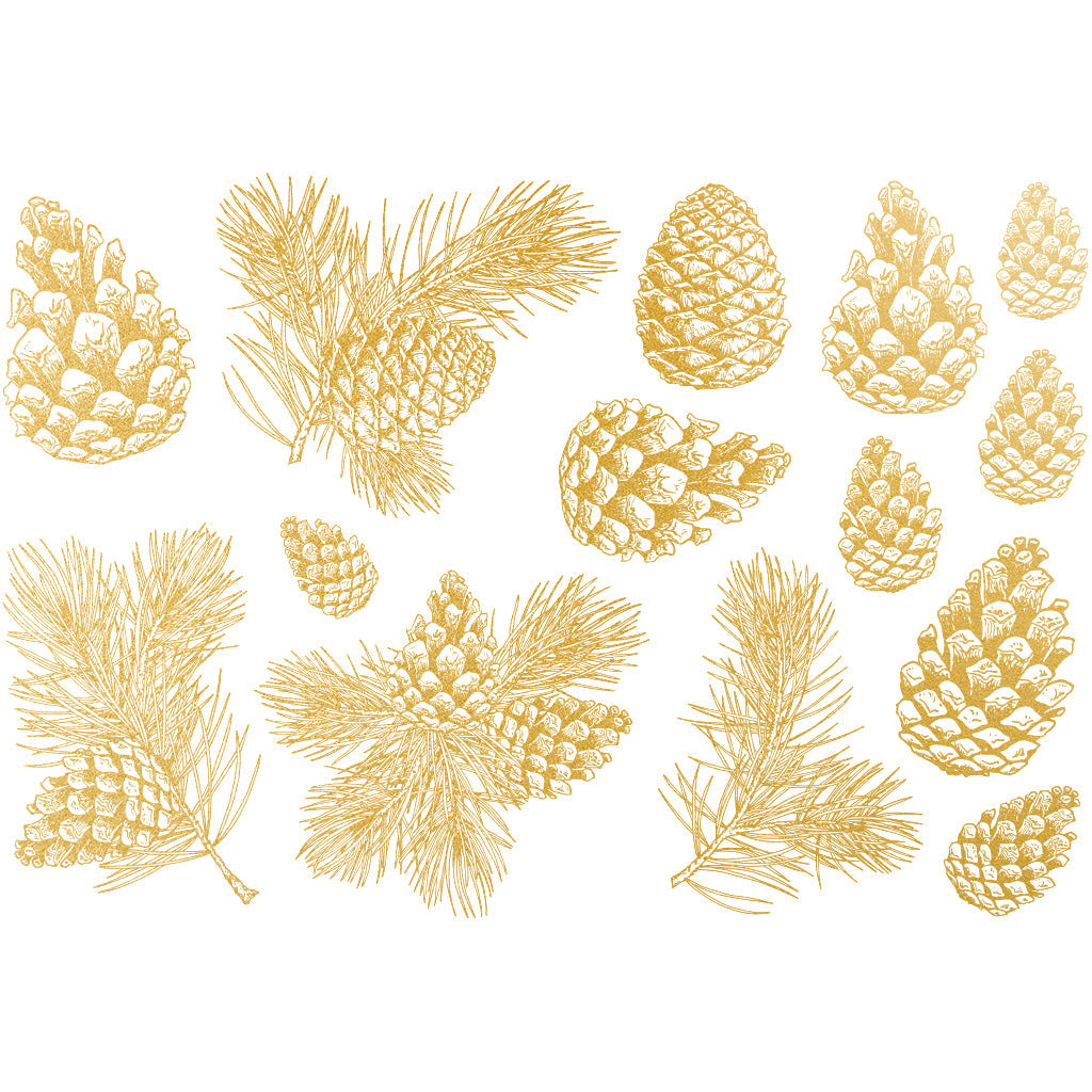 Gold Overglaze Decal - Pine Cone