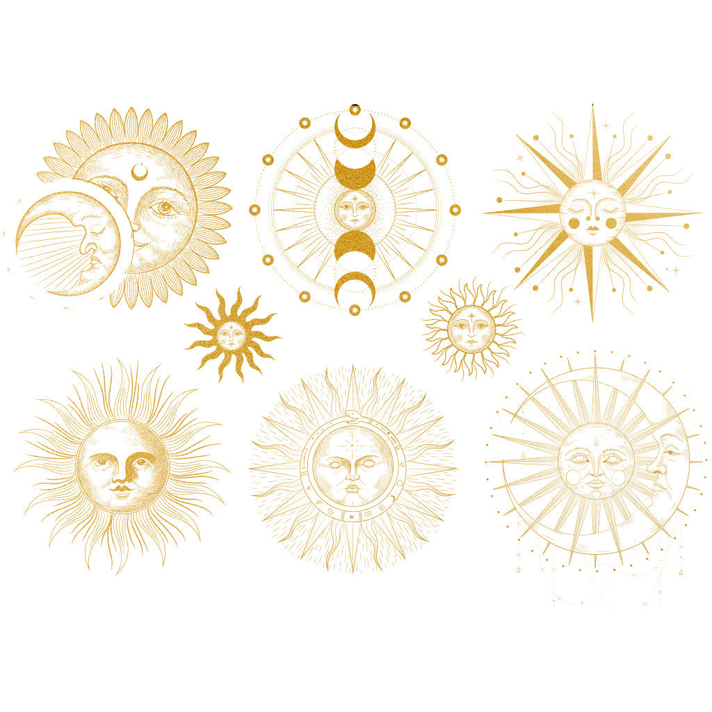 Gold Overglaze Decal - Sun and Moon